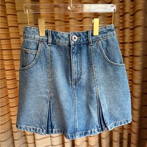 Balmain Pleated Denim Mini Skirt- Women’s X-small